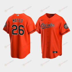 Men's Baltimore Orioles Jorge Mateo 26 Alternate Team Orange Jersey Jersey