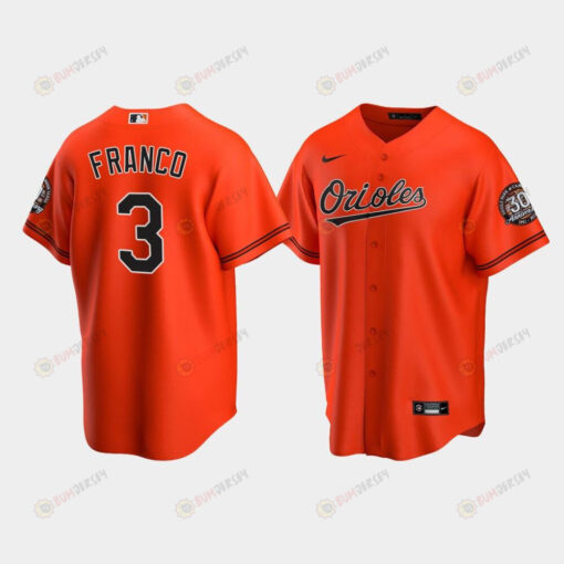 Men's Baltimore Orioles Maikel Franco 3 Alternate Team Orange Jersey Jersey