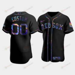 Men's Boston Red Sox 00 Custom Black Golden Edition Holographic Jersey Jersey