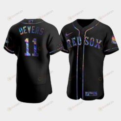 Men's Boston Red Sox 11 Rafael Devers Black Golden Edition Holographic Jersey Jersey