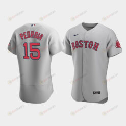Men's Boston Red Sox 15 Dustin Pedroia Gray Road Jersey Jersey