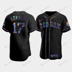 Men's Boston Red Sox 17 Nathan Eovaldi Black Golden Edition Holographic Jersey Jersey