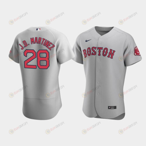 Men's Boston Red Sox 28 J.D. Martinez Gray Road Jersey Jersey