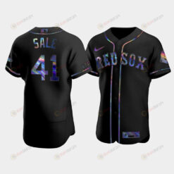 Men's Boston Red Sox 41 Chris Sale Black Golden Edition Holographic Jersey Jersey