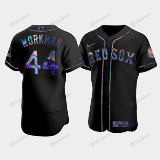 Men's Boston Red Sox 44 Brandon Workman Black Golden Edition Holographic Jersey Jersey