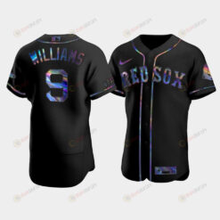 Men's Boston Red Sox 9 Ted Williams Black Golden Edition Holographic Jersey Jersey