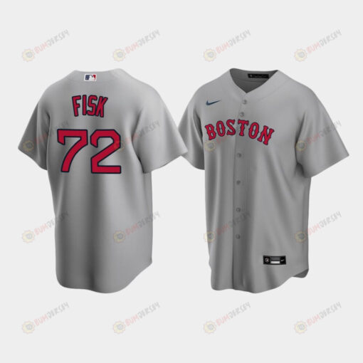 Men's Boston Red Sox Carlton Fisk 72 Gray Road Jersey Jersey