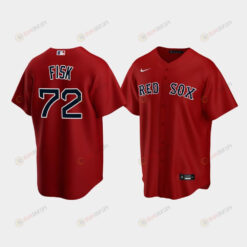 Men's Boston Red Sox Carlton Fisk 72 Red Alternate Jersey Jersey