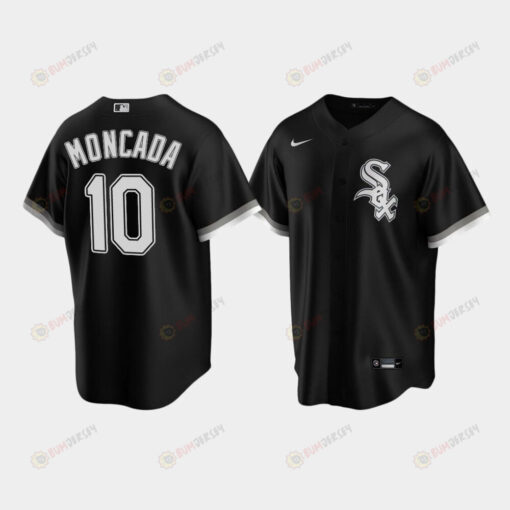 Men's Chicago White Sox 10 Yoan Moncada Black Alternate Jersey Jersey