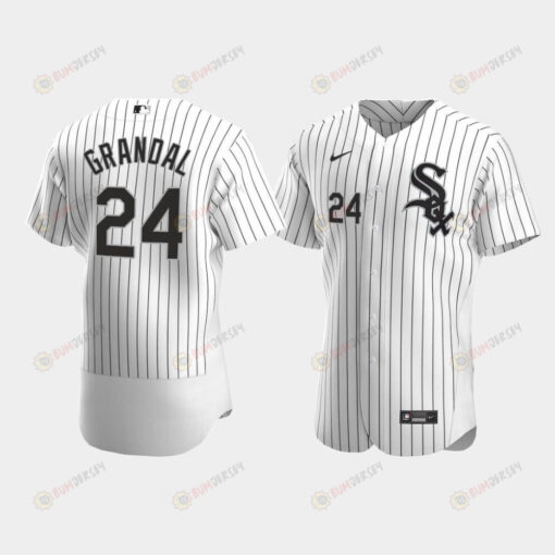 Men's Chicago White Sox 24 Yasmani Grandal White Home Jersey Jersey