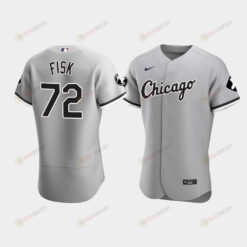 Men's Chicago White Sox Carlton Fisk 72 Gray MR Patch Jersey Jersey