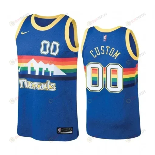 Men's Denver Nuggets 00 Custom Hardwood Classics Blue Jersey