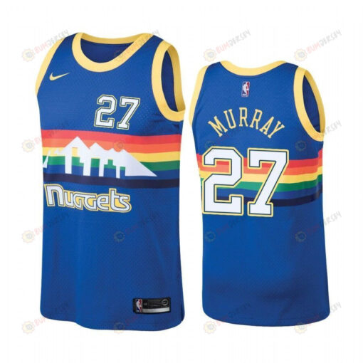 Men's Denver Nuggets 27 Jamal Murray Hardwood Classics Blue Jersey