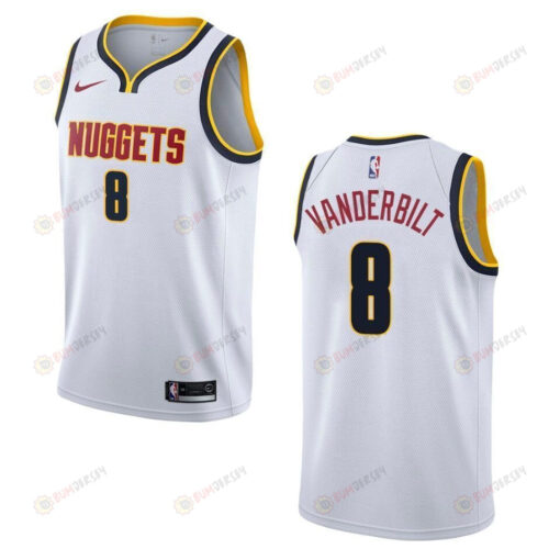 Men's Denver Nuggets 8 Jarred Vanderbilt Association Swingman Jersey - Wihte