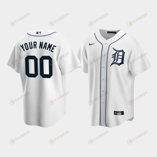 Men's Detroit Tigers 00 Custom White Home Jersey Jersey