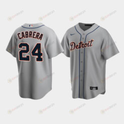 Men's Detroit Tigers 24 Miguel Cabrera Gray Road Jersey Jersey
