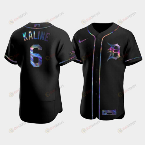 Men's Detroit Tigers Al Kaline 6 Black Golden Edition Holographic Jersey Jersey