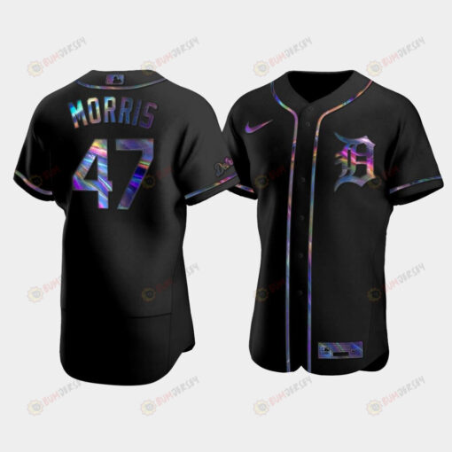 Men's Detroit Tigers Jack Morris 47 Black Golden Edition Holographic Jersey Jersey