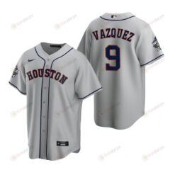 Men's Houston Astros Christian Vazquez 9 Gray 2022-23 World Series Jersey