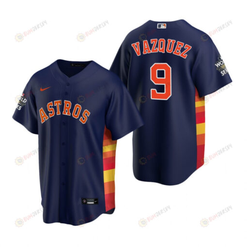 Men's Houston Astros Christian Vazquez 9 Navy 2022-23 World Series Jersey