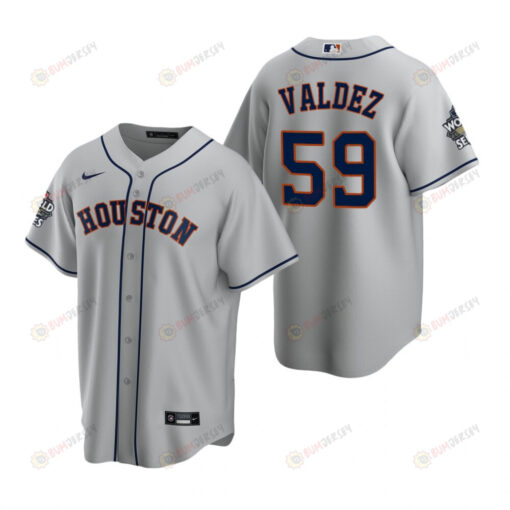 Men's Houston Astros Framber Valdez 59 Gray 2022-23 World Series Jersey