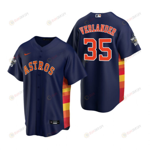 Men's Houston Astros Justin Verlander 35 Navy 2022-23 World Series Jersey