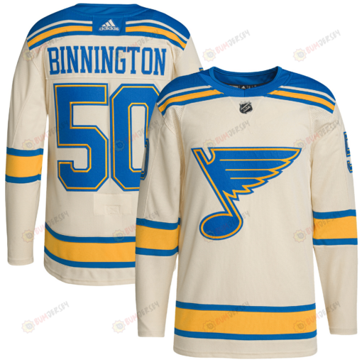 Men's Jordan Binnington Cream St. Louis Blues 2022 Winter Classic Player Jersey Jersey