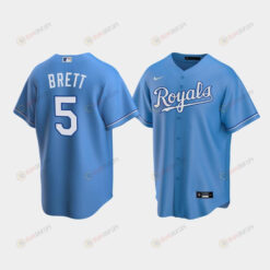 Men's Kansas City Royals 5 George Brett Light Blue Alternate Jersey Jersey