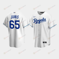 Men's Kansas City Royals 65 Jakob Junis White Home Jersey Jersey