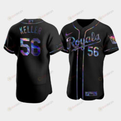 Men's Kansas City Royals Brad Keller 56 Black Golden Edition Holographic Jersey Jersey