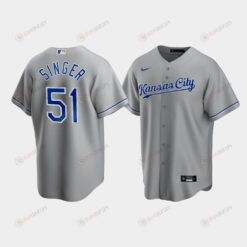 Men's Kansas City Royals Brady Singer 51 Gray Road Cool Base Jersey Jersey