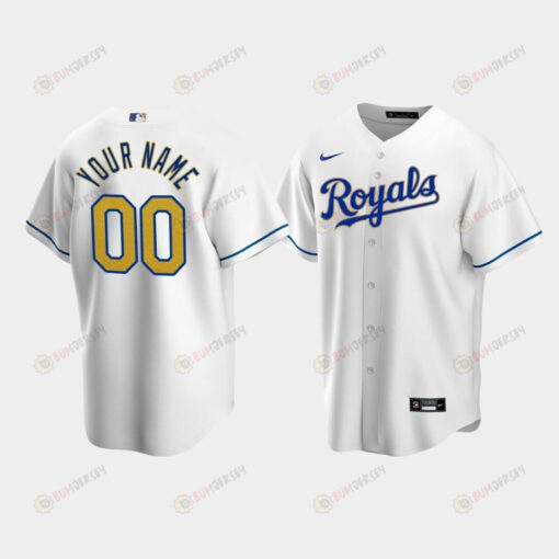 Men's Kansas City Royals Custom 00 White Home Cool Base Jersey Jersey