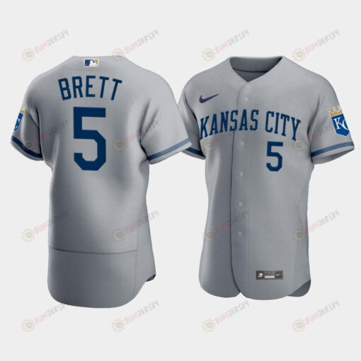 Men's Kansas City Royals George Brett 5 2022-23 Gray Jersey Jersey