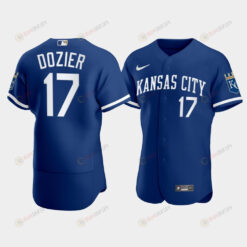 Men's Kansas City Royals Hunter Dozier 17 2022-23 Blue Jersey Jersey