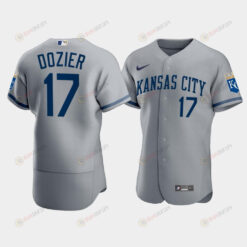 Men's Kansas City Royals Hunter Dozier 17 2022-23 Gray Jersey Jersey