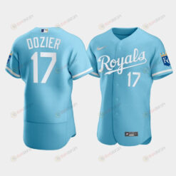 Men's Kansas City Royals Hunter Dozier 17 2022-23 Powder Blue Jersey Jersey