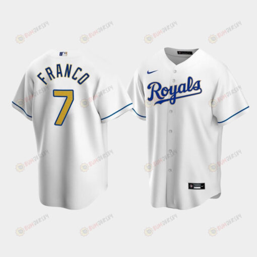 Men's Kansas City Royals Maikel Franco 7 White Home Cool Base Jersey Jersey