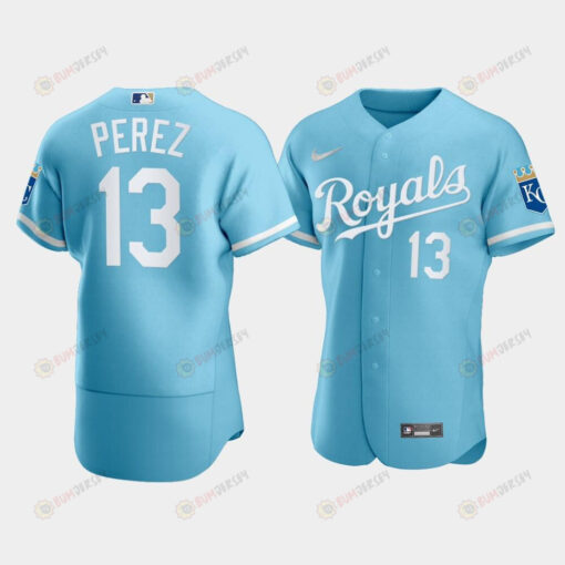 Men's Kansas City Royals Salvador Perez 13 2022-23 Powder Blue Jersey Jersey