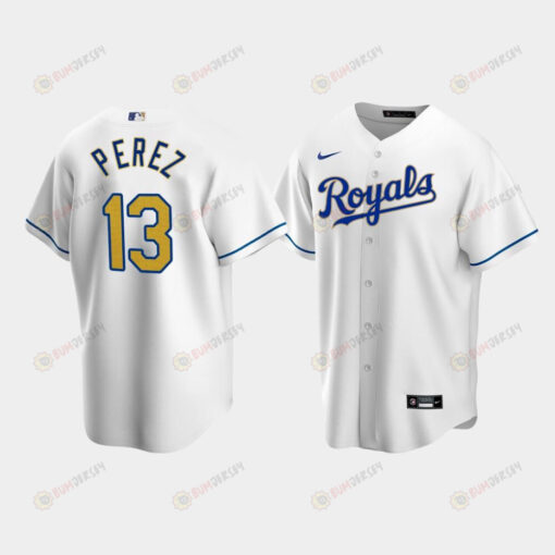 Men's Kansas City Royals Salvador Perez 13 White Home Cool Base Jersey Jersey