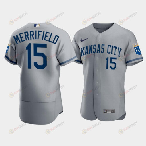 Men's Kansas City Royals Whit Merrifield 15 2022-23 Gray Jersey Jersey