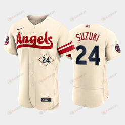 Men's Los Angeles Angels 24 Kurt Suzuki 2022-23 City Connect Cream Jersey
