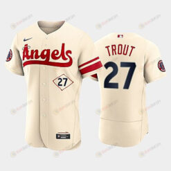 Men's Los Angeles Angels 27 Mike Trout 2022-23 City Connect Cream Jersey