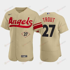 Men's Los Angeles Angels 27 Mike Trout 2022-23 City Connect Gold Jersey