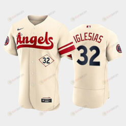 Men's Los Angeles Angels 32 Raisel Iglesias 2022-23 City Connect Cream Jersey