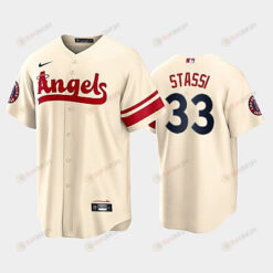 Men's Los Angeles Angels 33 Max Stassi 2022-23 City Connect Cream Jersey