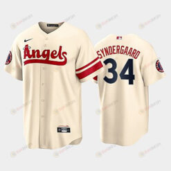 Men's Los Angeles Angels 34 Noah Syndergaard 2022-23 City Connect Cream Jersey