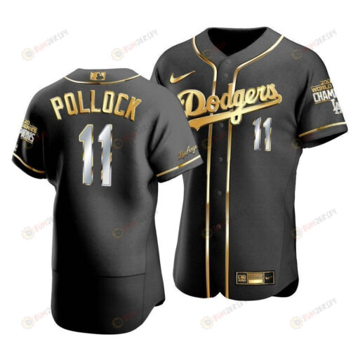 Men's Los Angeles Dodgers A.j. Pollock 11 2020 World Series Champions Golden Jersey Black