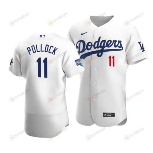 Men's Los Angeles Dodgers A.j. Pollock 11 2020 World Series Champions Home Jersey White