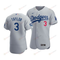 Men's Los Angeles Dodgers Chris Taylor 3 2020 World Series Champions Alternate Jersey Gray