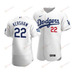 Men's Los Angeles Dodgers Clayton Kershaw 22 2020 World Series Champions Home Jersey White